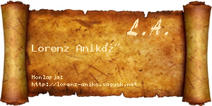 Lorenz Anikó névjegykártya